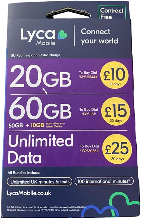 5 X Lyca Network,Pay As You Go Simcard,Sealed.
