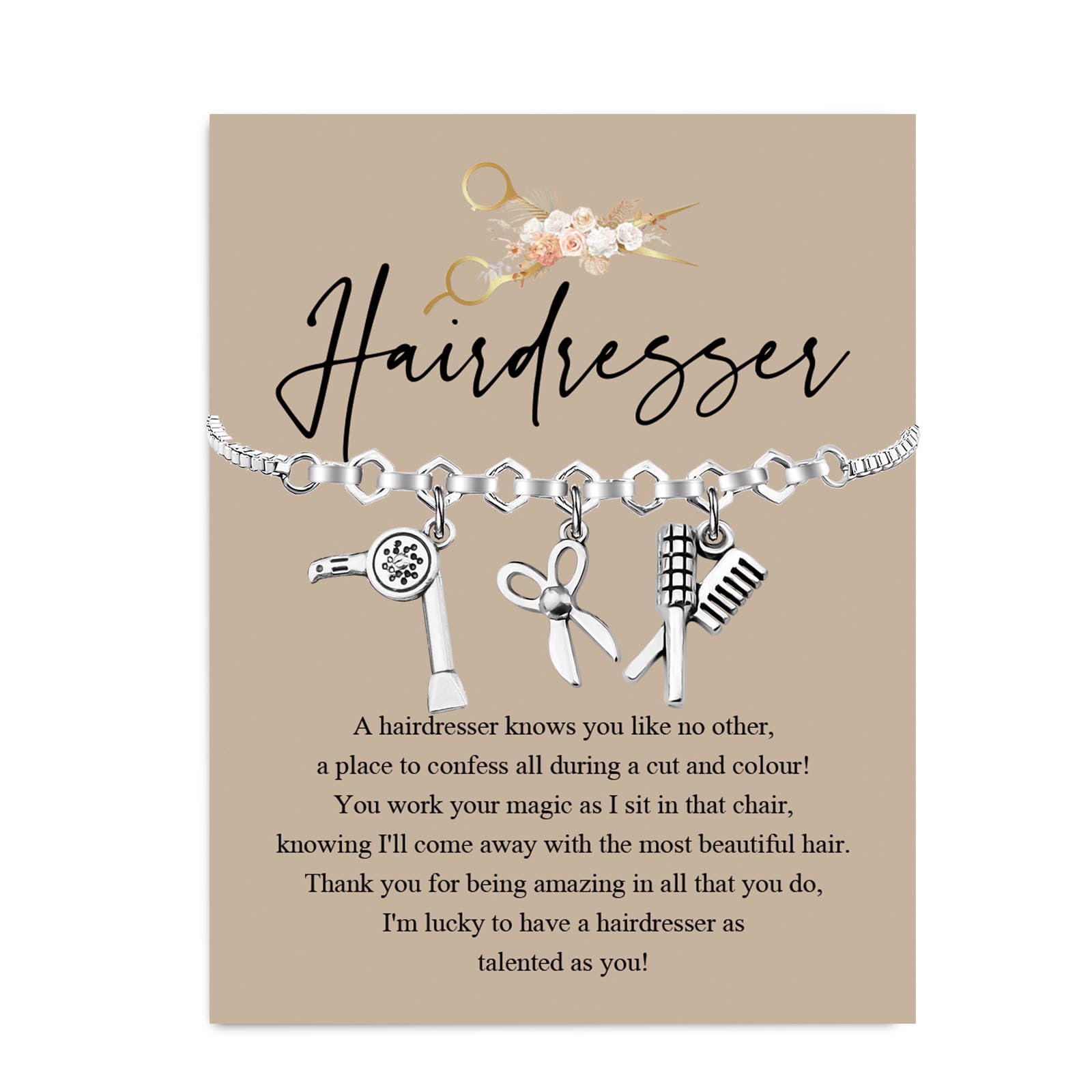 BLEOUK Hairdresser Bracelet Hairstylist Charm Bracelet Hairdresser Gift Hair Salon Hairapist Hairdresser Jewelry