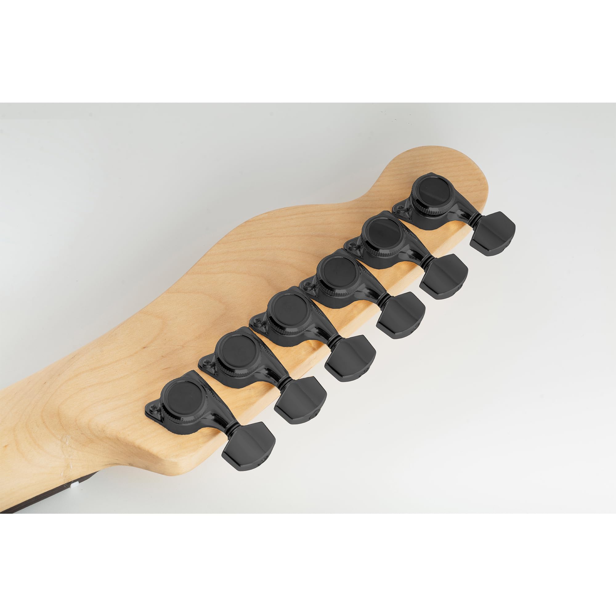 Musiclily Pro 6 en Línea Ratio 18:1 Sellado Guitarra Clavijeros Bloqueo Clavijas de Afinación con Botones Hexagonal Tornillo 45 Grados para Guitarra Eléctrica tipo Strat Tele, Negro