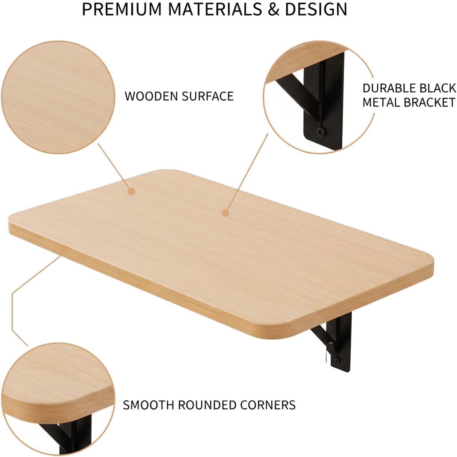Wall Mounted Fold Down Table 40x30cmSpaceSaving Folding Desk for Small Spaces Floating Dining Table Portable Wood Workbench Versatile Worktable for Home & Office