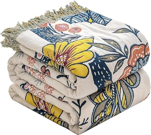 HOORDRY Manta Boho - 100% algodón, reversible, doble cara, cubrecama para cama, sofá y sillón - 200x230cm