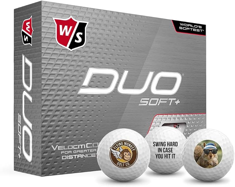 Wilson Duo Soft Plus Custom Golf Balls (Prior Gen) - Add Photo, Logo, Image or Text (1 Dozen)
