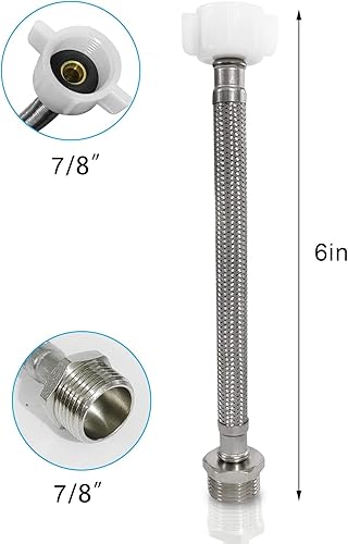 Miniatura 3 de OhanaWe Extensión de manguera de suministro de inodoro de 8 pulgadas macho 78 a hembra 78 conector a tanque de inodoro compatible con lavaplatos de