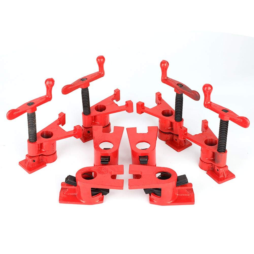 Buy (6 Pack) 3/4" Wood Gluing Pipe Clamp Set Red Cast Iron Clamps Heavy