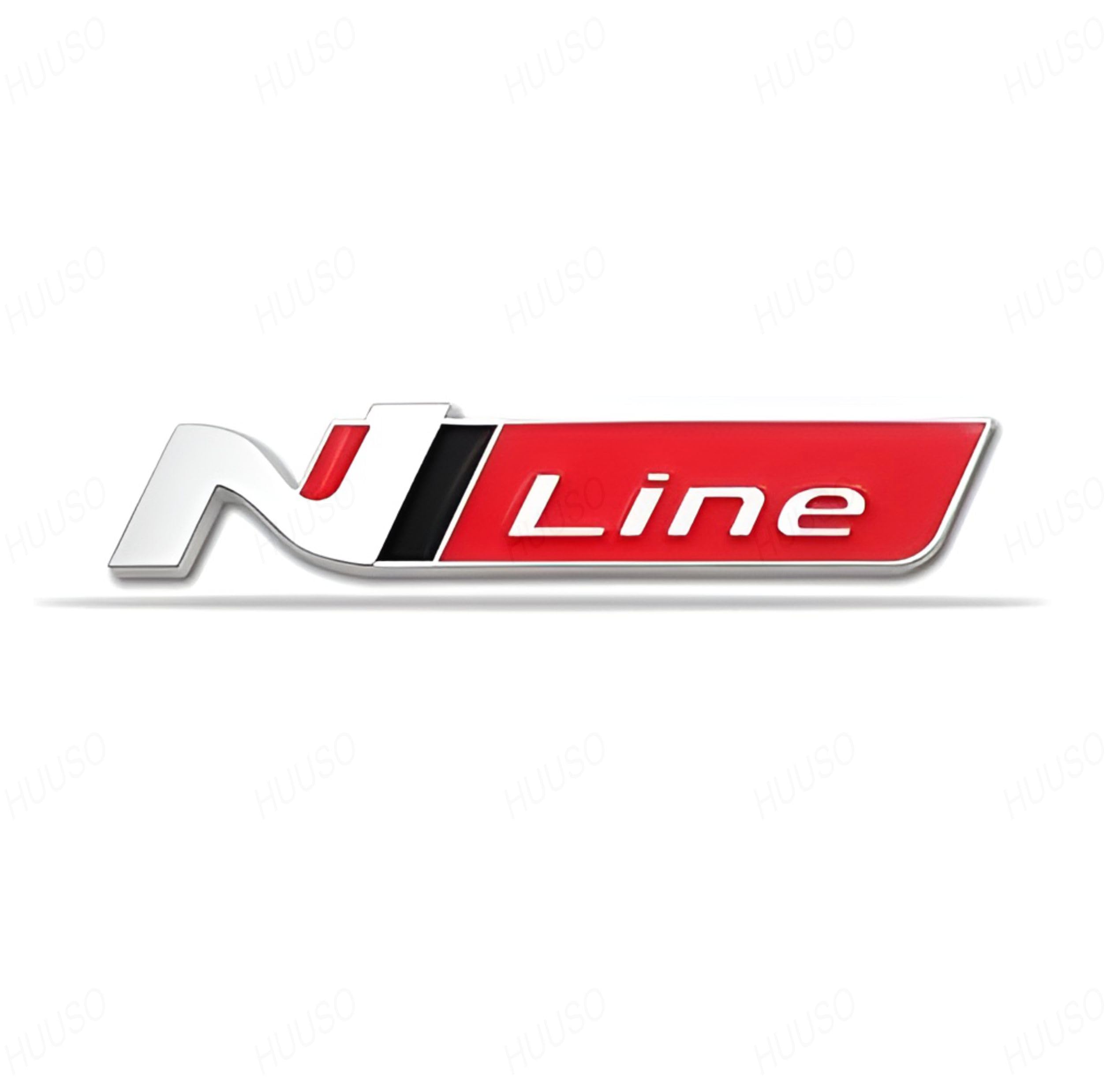 HUUSO 3D Logo Emblem N Line Badge Sticker, Chrome Black Red Finish, Premium Stylish Durable Design, Strong Adhesive, Sporty Look for All Cars-image-2
