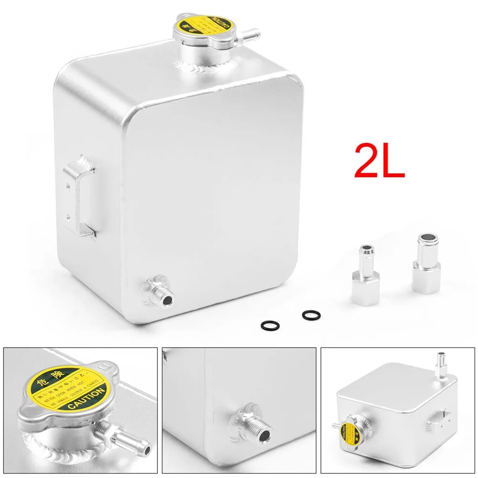 2L Alloy Header Expansion Water Tank & Cap TER HEADER TANK Zestaw Zbiornika Wyrównawczego Płynu Chłodzącego TT100747 Zestaw zbiornika rozprężnego