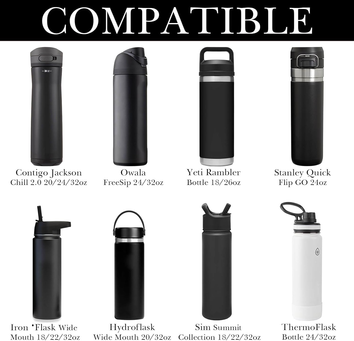 Linkidea Water Bottle Carrier with Strap Compatible with YETI Rambler Bottle 18oz/26oz, Owala FreeSip 24oz/32oz, Waterbottle Sling Bag Holder, Shoulder Strap with Phone Pocket (Black) - Image 4