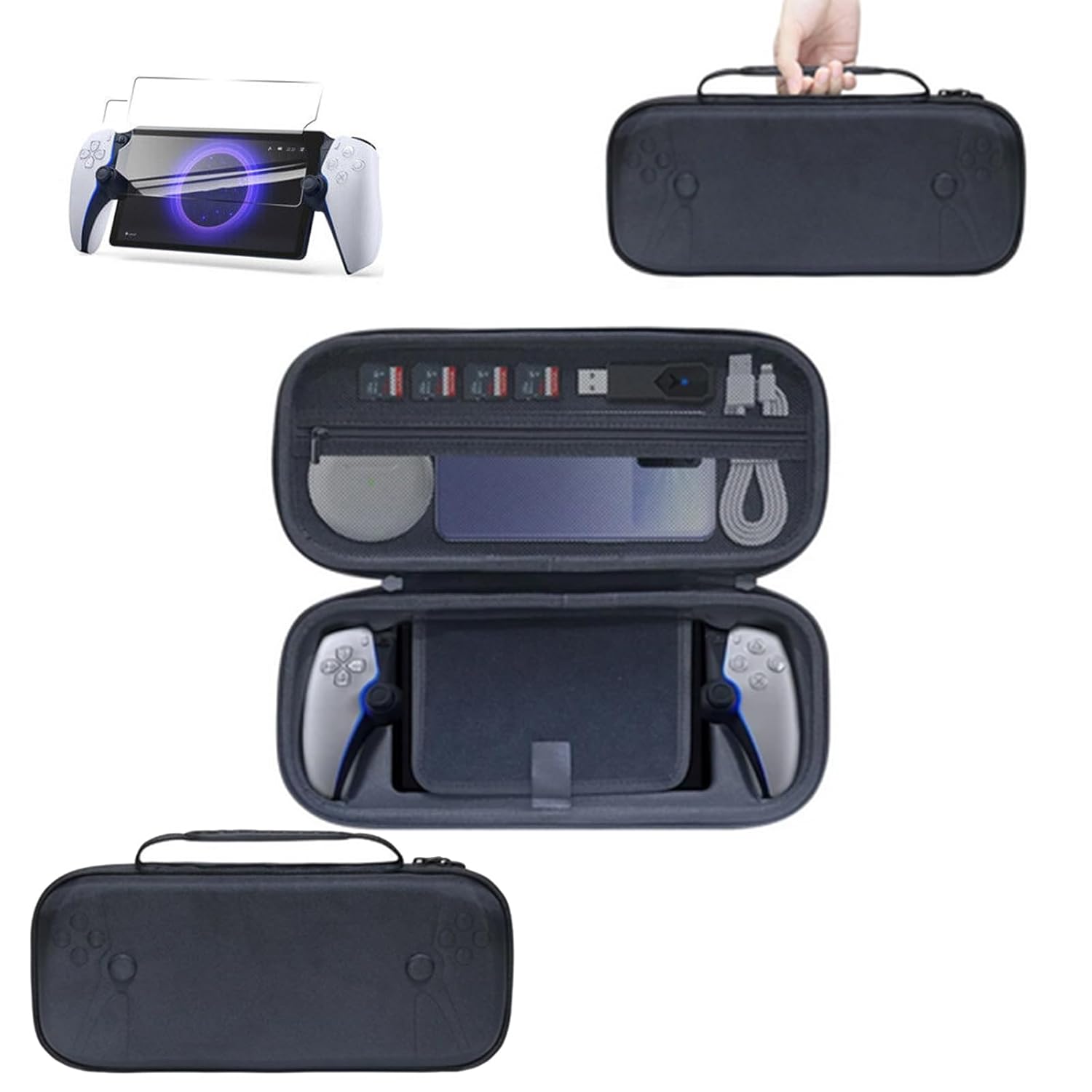 JOYSOG Playstation Portal Carrying Case for Sony PS5 Playstation Portal Remote Player Handheld Console Storage Bag & Handheld Screen Protector