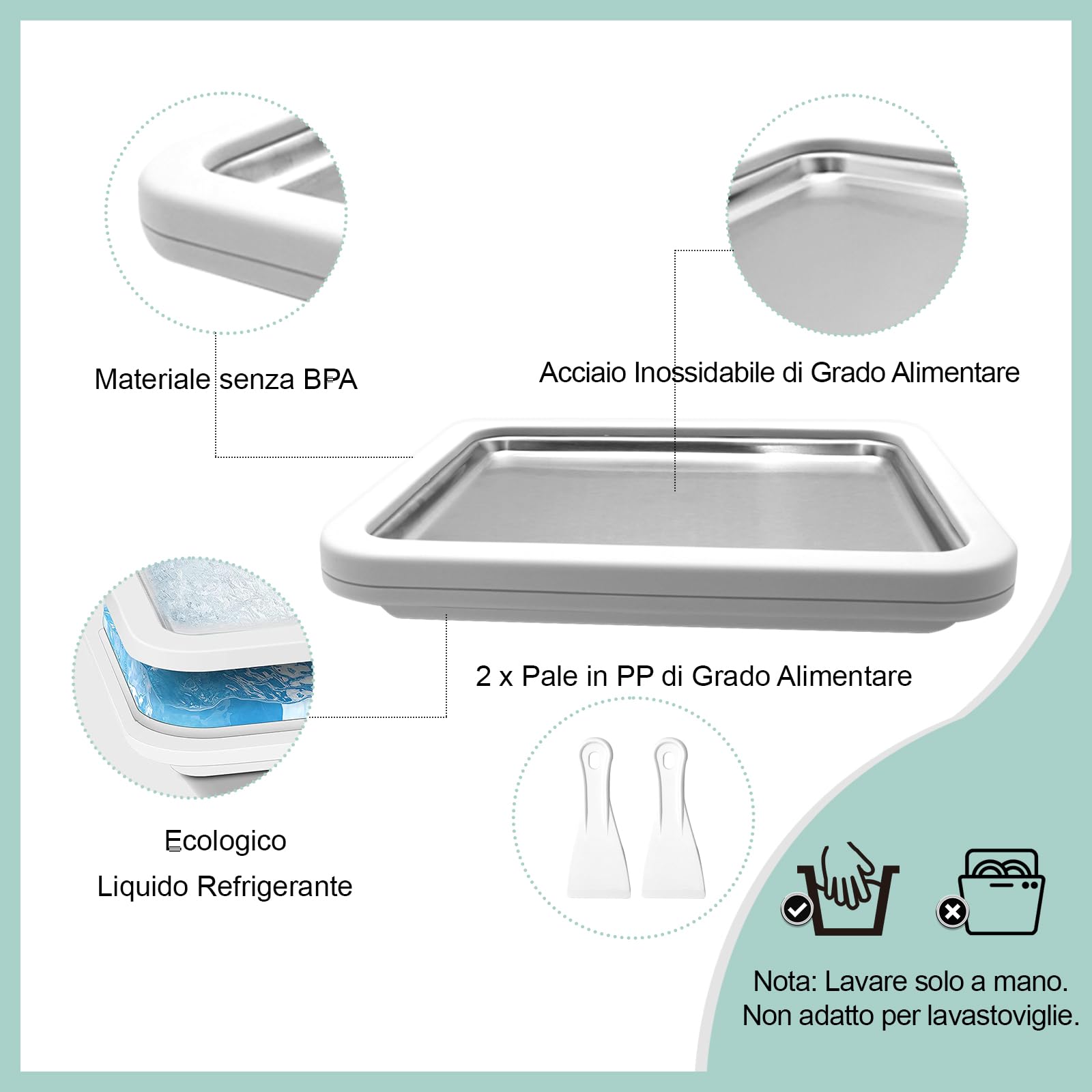 Macchina per il Gelato, Gelateria Con 2 Spatole, 26 x 21cm Macchine per gelato Soft Yogurt, gelato fatto in casa fai da te, Macchina Gelato Casa (Bianco, One Size)