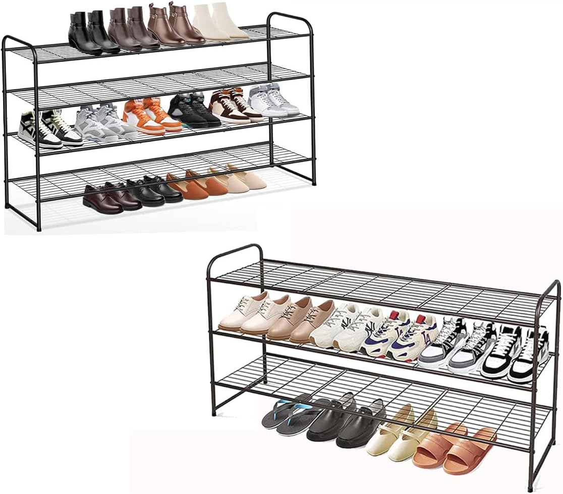 KEETDY Long 3 Tier Shoe Rack and 4-Tier Long Shoe Rack for Closet Entryway