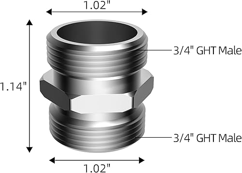 Miniatura 2 de iFealClear Adaptador de manguera de jardín de latón macizo, todos los conectores de manguera de agua Matal, 34 pulgadas GHT macho a macho, paquete