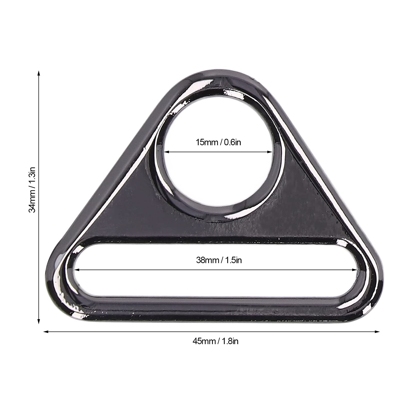 10 Hebillas Triangulares Ajustables 38 Mm - Aleación De Zinc, Para Bolsos, Cinturones