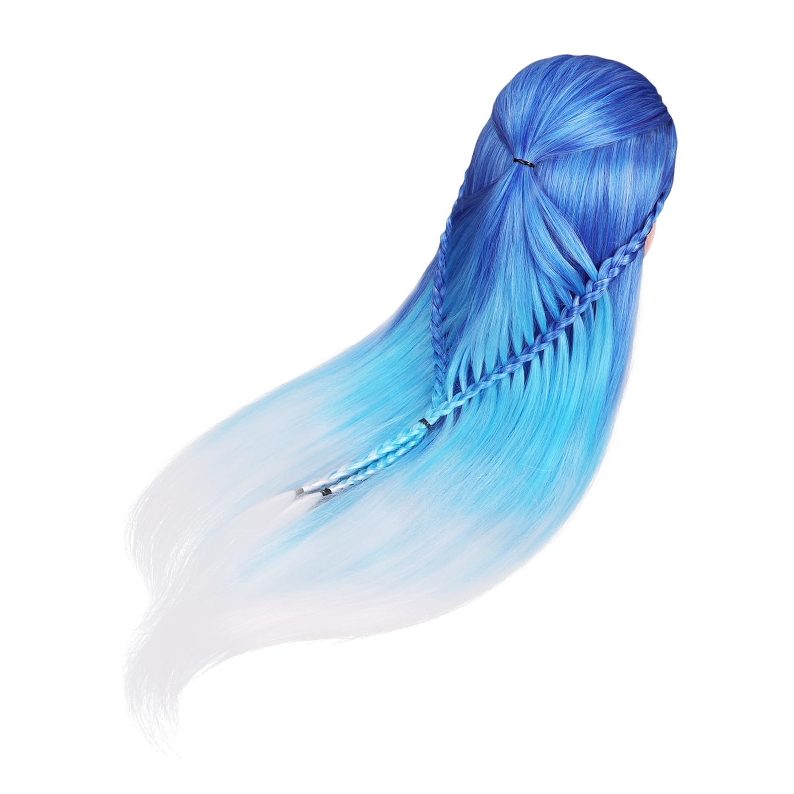 Frisierkopf 75cm/29 Zoll Übungskopf, TopDirect Frisierpuppe 100% Synthetisches Haar, Friseur Mannequin Kopf für Friseursalon, Frisierkopf Kinder mit Tischhalter + DIY Haar Styling Braid Set (Blau)