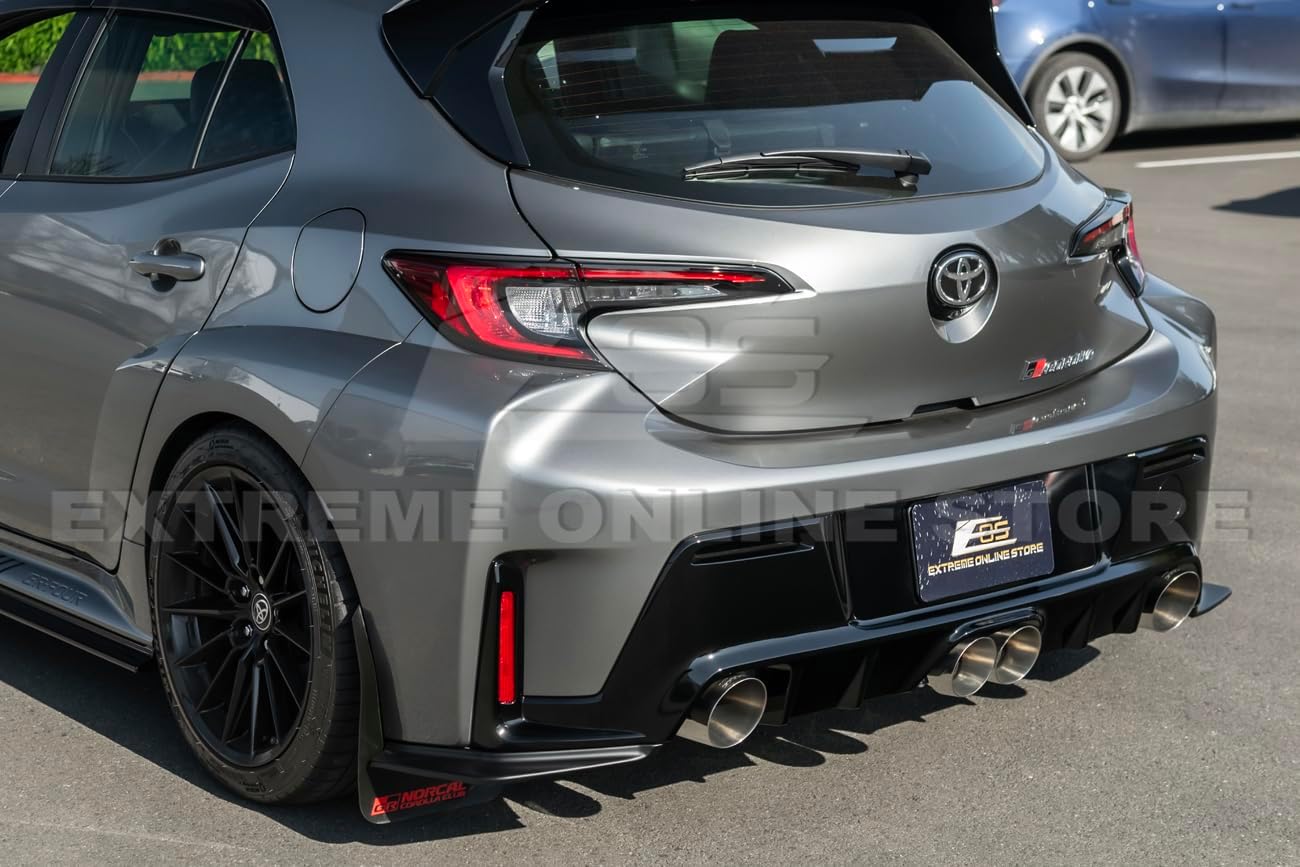 Replacement For 2023-Present Toyota E210 GR Corolla Models | GR Style Rear Bumper Apron Lip Splitter Side Spat (ABS Plastic - Matte Black)