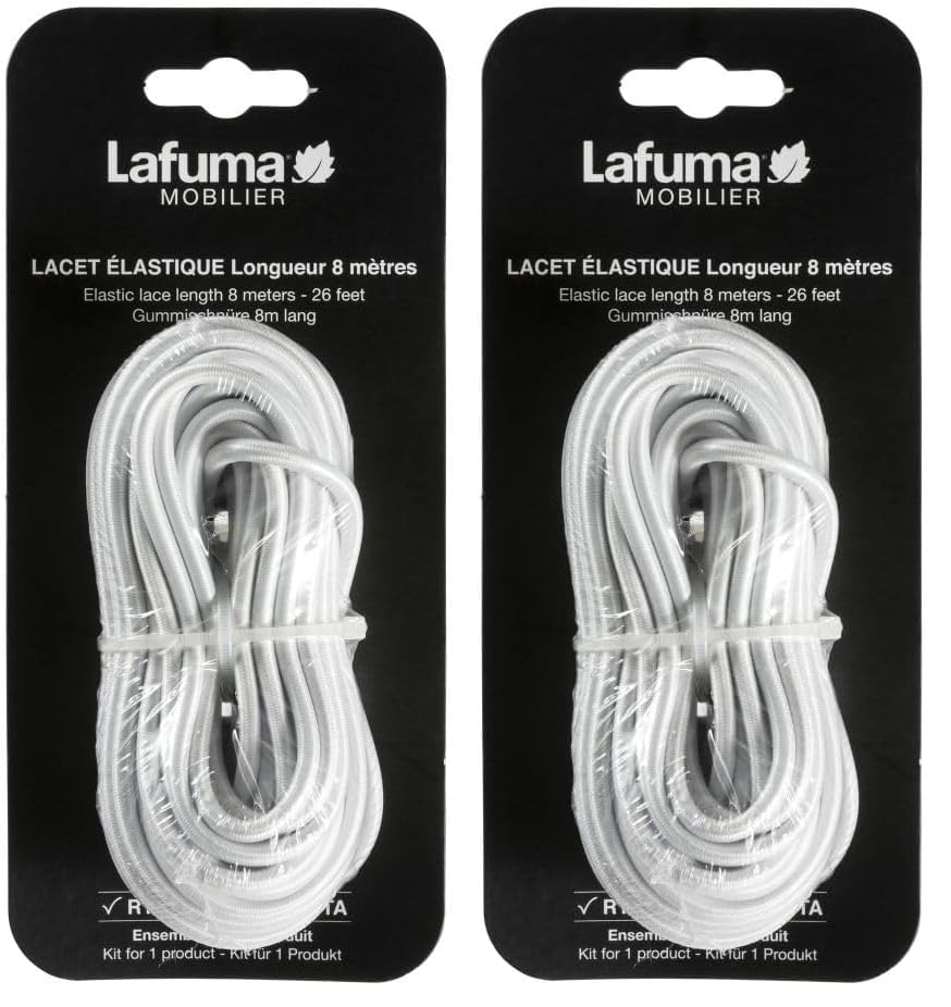 Lafuma Mobilier Lacet élastique pour lit de Soleil Siesta L et fauteuils Relax, Longueur: 8 m, Couleur: Blanc, LFM2405-0020 (Lot de 2)