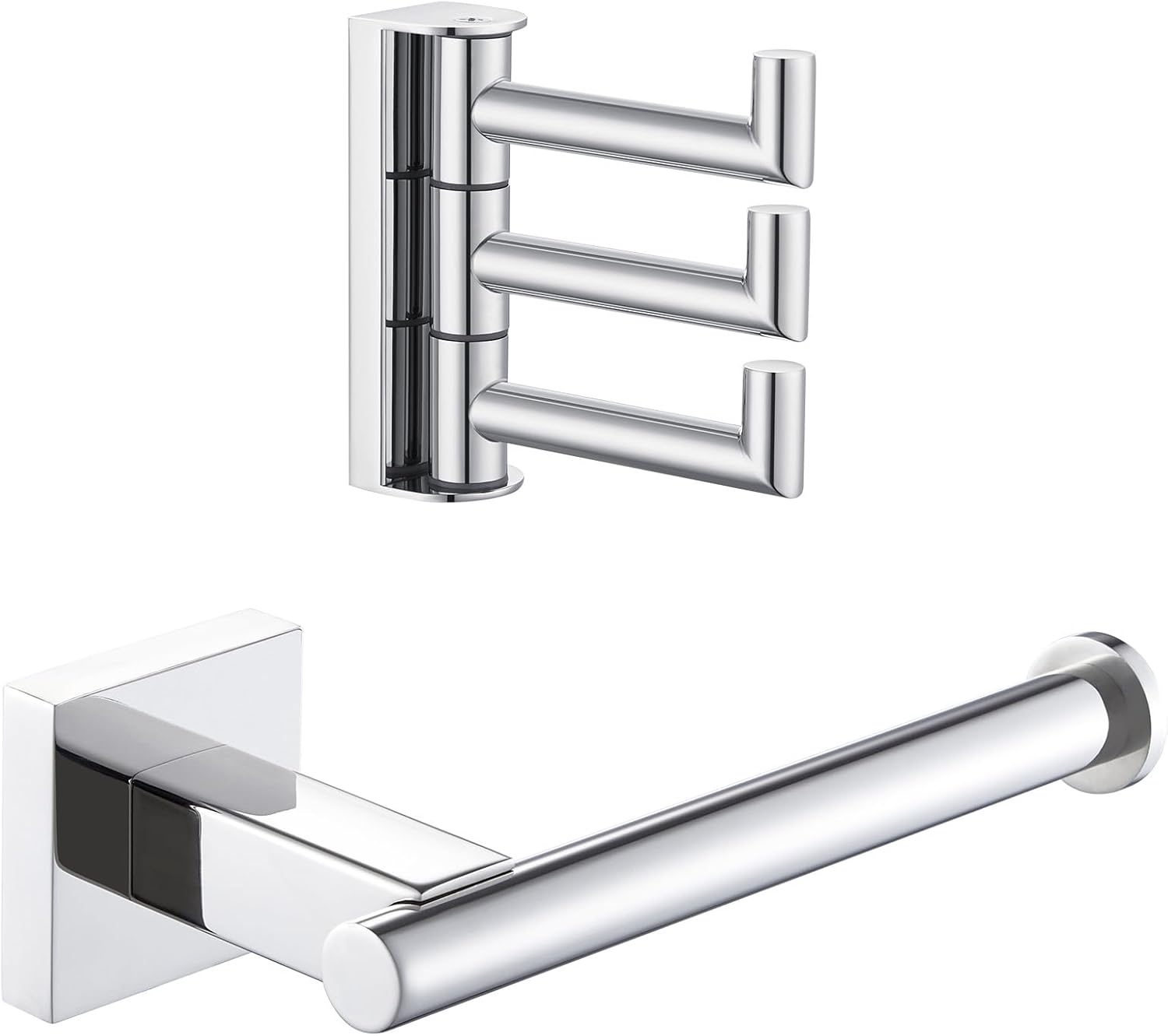 Suyar Swivel Towel Hook Bundle with Toilet Paper Holder (Polished Chrome)