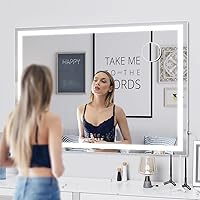 Vista 4 de Makeup Vanity Mirror with Lights 32" x 24" Large LED Makeup Mirror, Light up Mirror with 10X Magnification and USB Charging Port, Dimmable 3 Modes