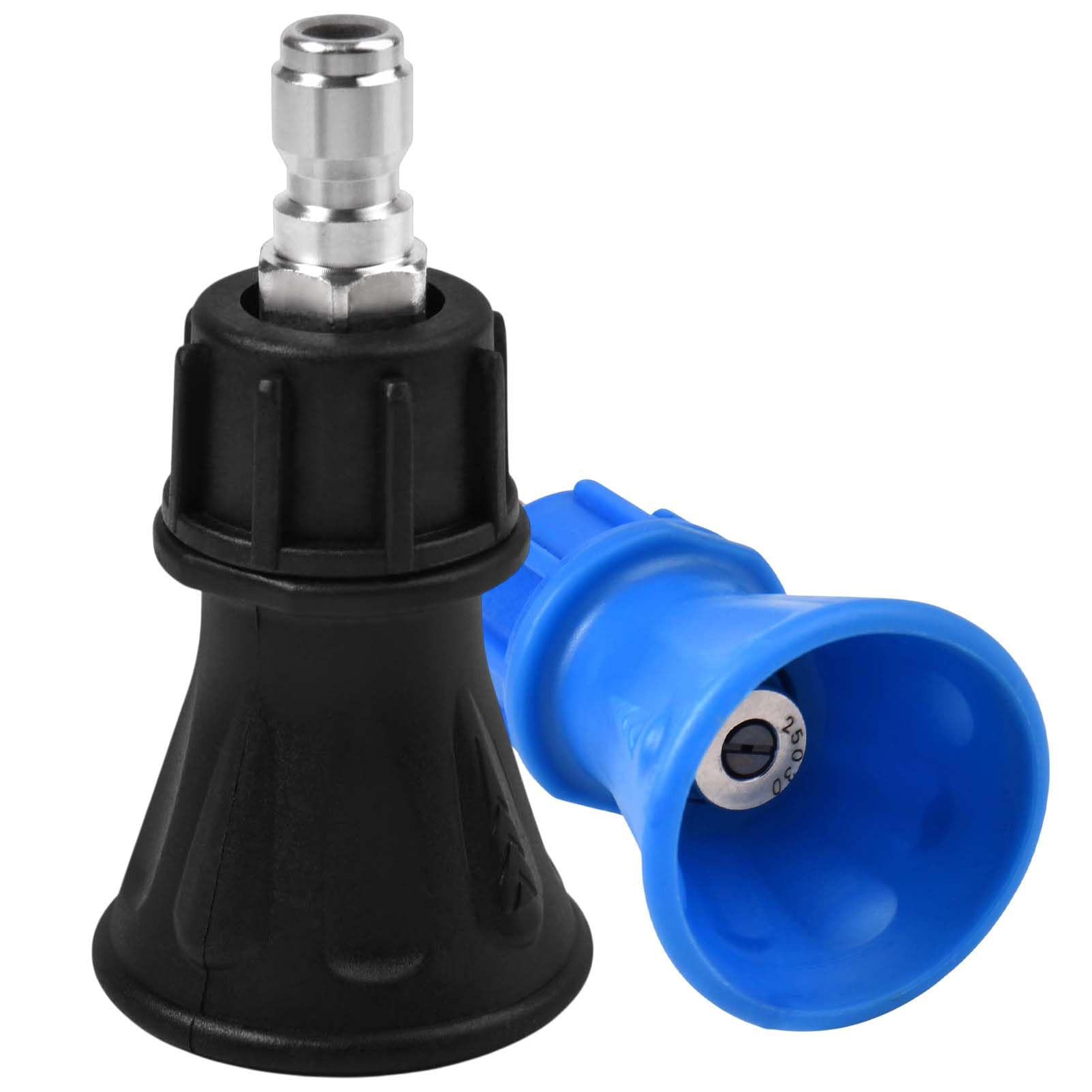LEONTOOL 2-pak 25 stopni/40 stopni osłona dyszy myjki ciśnieniowej 1/10.2 cm szybkie połączenie końcówki myjki ciśnieniowej ze stali nierdzewnej z gumową osłoną ochronną, czyszczenie o wysokiej