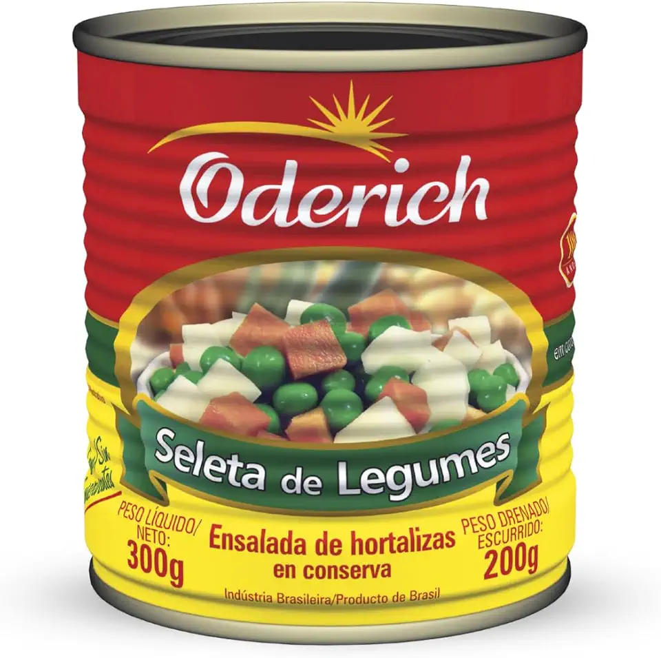 Seleta De Legumes Oderich 200G, Conserva De Ervilhas, Batatas E Cenouras, Colorida, Selecionada, Nutritiva E Sem Conservantes, Fonte De Fibras E Sabor Natural, Textura Macia E Pronta Para Consumo, Tradição Em Qualidade Desde 1908