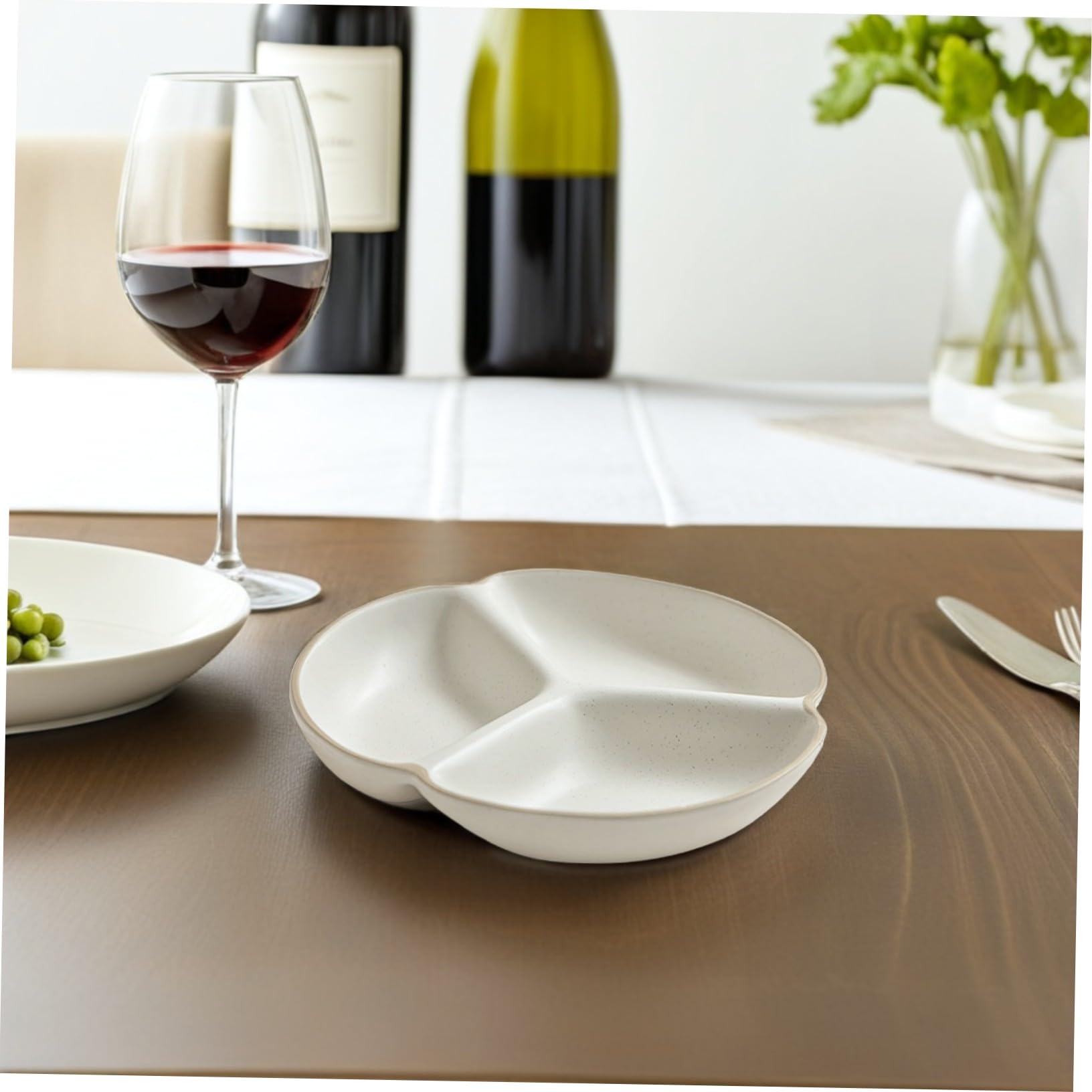 VALICLUD Assiette Divisée en Céramique Blanche à 3 Compartiments