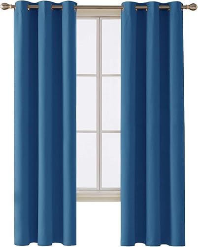 Miniatura 119 de Deconovo Darken - Cortina opaca con aislamiento térmico y ojales para sala de estar, 42 x 63 pulgadas, color blanco puro Negro,Beige claro,Azul