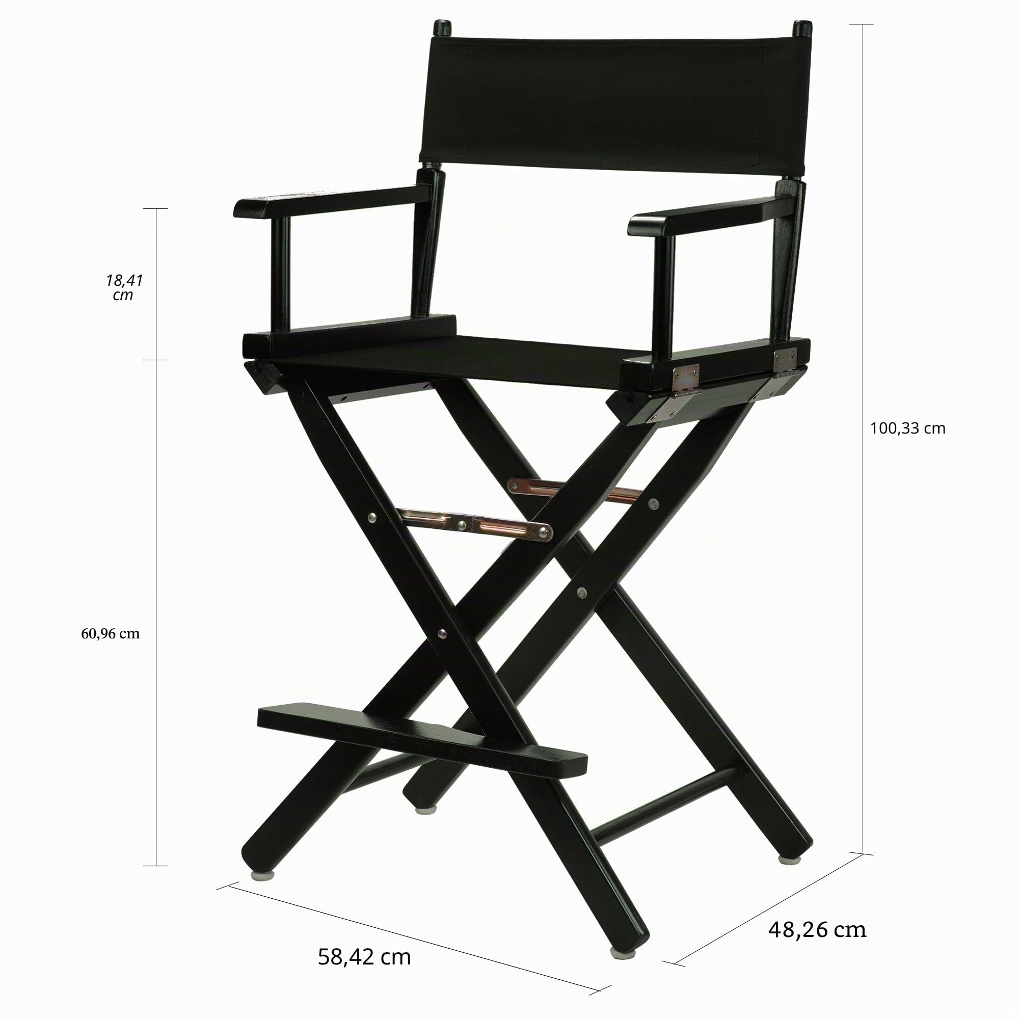 Casual Home Natur Rahmen Leinwand Regisseur Stuhl, Holz, Black Frame with Black Canvas, 61 cm (24 Zoll)