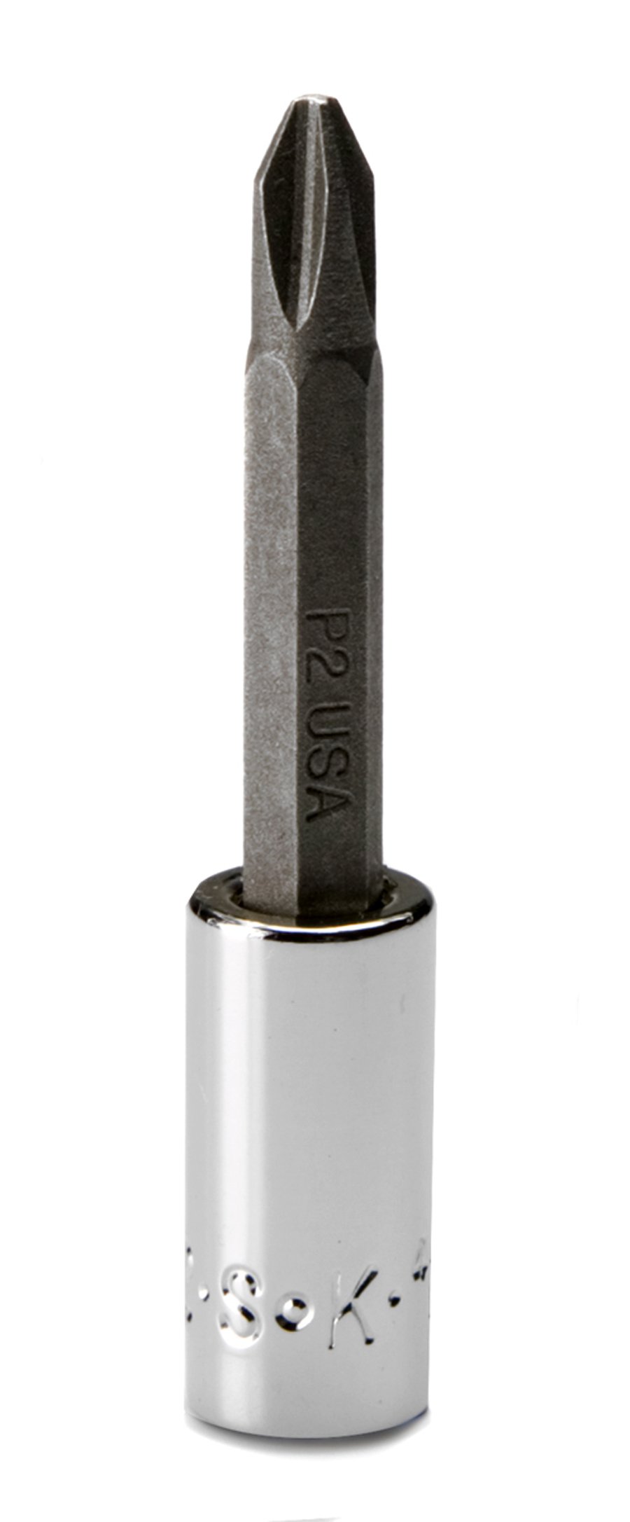 SK Hand Tool 44483 Number-2 Phillips 1/4-Inch Drive Bit Socket, Screwdriver, 2-Inch, Chrome,