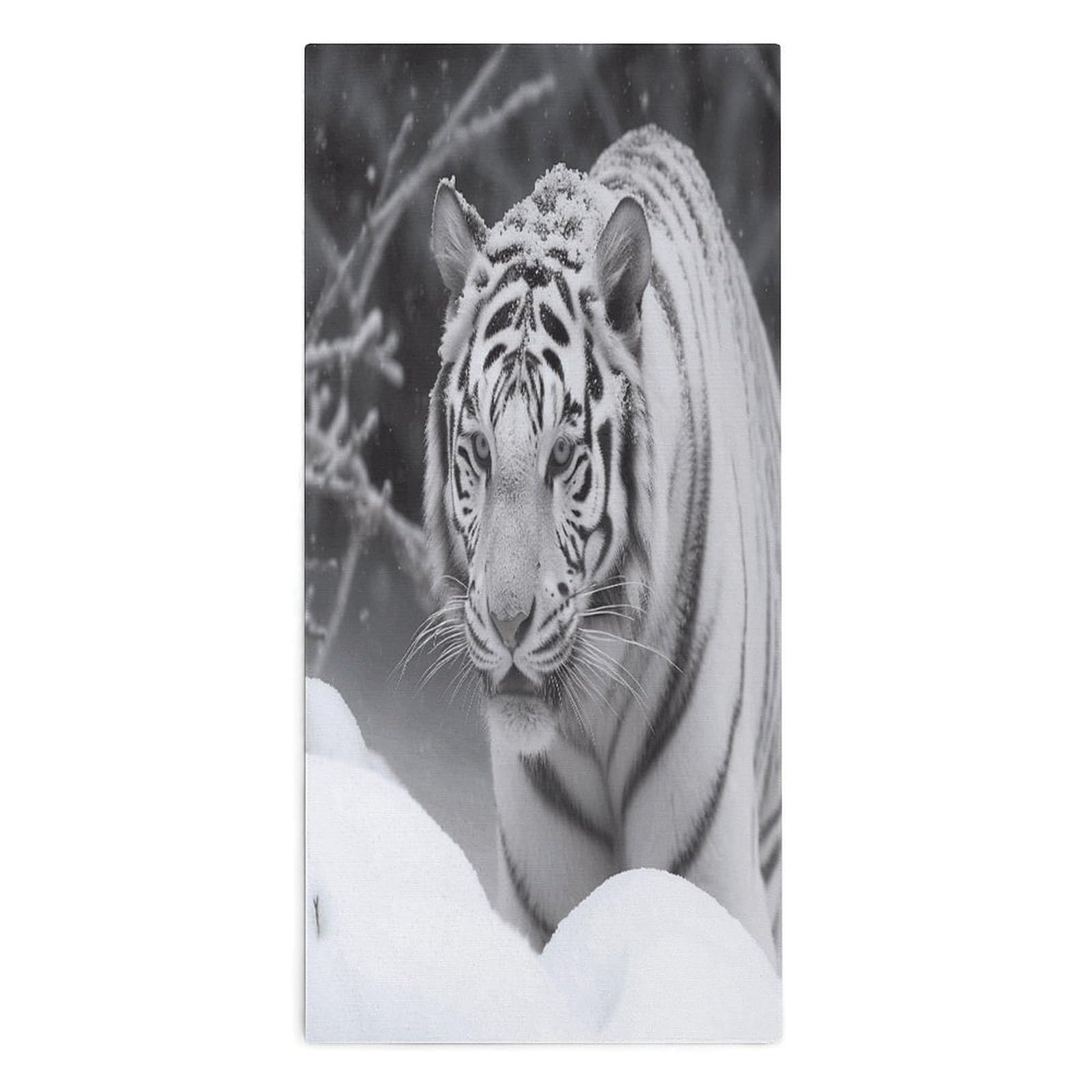 VstaDank White Tiger in The Snow Towel Quick Dry Absorbent Towels for Beach Thin Soft Lightweight Travel Bath Towel Sand Free Super Microfiber Face Towels for Sport Bath Adults