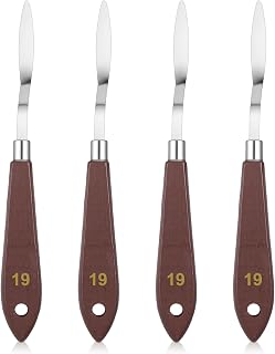 4 Pcs Painting Palette Knife,Painting Knife Set No.19, Stainless Steel Pointy Spatula Pallet Scraper with Beech Wood Handle for Oil Canvas Acrylic Sculpting Mixing Texturing
