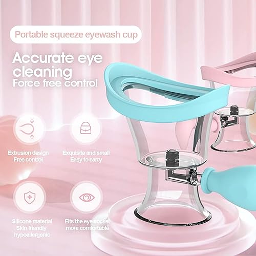 Miniatura 6 de Juego de 2 vasos de lavado de ojos, kit de limpiador de ojos manual a presión de aire, herramienta de limpieza de ojos, enjuague de ojos, irritantes