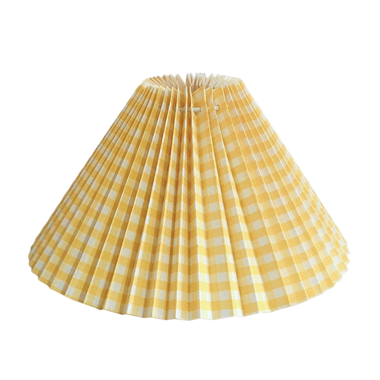 ATORSE® Pleated Lampshade Cloth Table Ceiling Light Shade Bedroom Fabric Yellow Grid-image-10