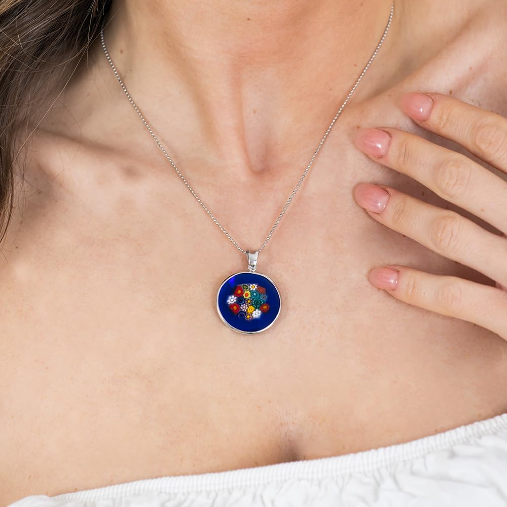 Venetiaurum - Collana per Donna Con Pendente Murrina In Vetro Originale Di Murano E Argento 925 - Gioiello Made In Italy Certificato