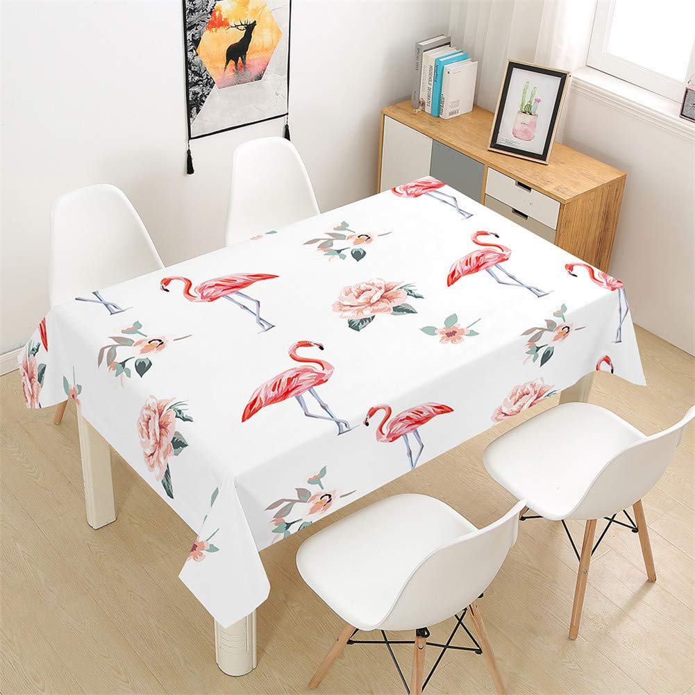 Morbuy Pink Flowers Table Cloths Rectangular Waterproof, 3D Pink Flamingo Print Tablecloth Wipe Clean Stain Resistant Table Cover For Kitchen Dining Garden Kids Party Decorations (,140X140cm)