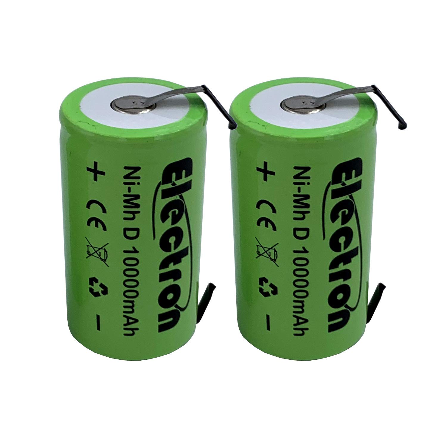 Lot de 2 batteries rechargeables Ni-Mh D 1,2 V 10 000 mAh 10 Ah avec languettes terminaux à souder pour pack batterie