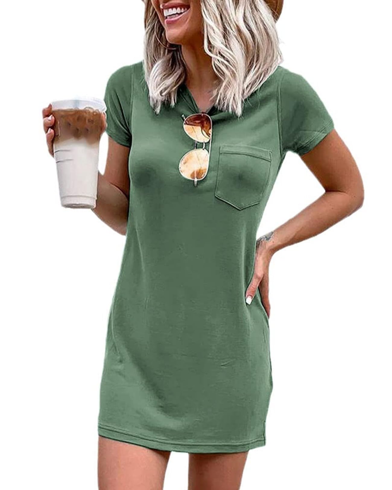 Womens T Shirt Dress Summer Mini Short Sleeve Casual Sundress Beach Dresses