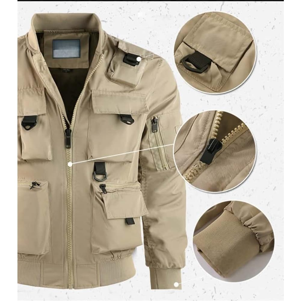 Mens Military Tactical Jacket,Multi Pockets Bomber Jacket,Lightweight Casual Spring Fall Windbreaker — view 5
