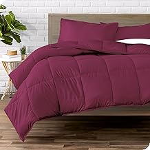 لحاف ثقيل سادة من القطن من هوم اوف لينين، بوزن 2.8 كجم وحشوة بديلة، للمراتب بقياس 1/ 1.2 متر، لون أرجواني داكن/ باذنجاني، (1.8 × 2.4 متر)