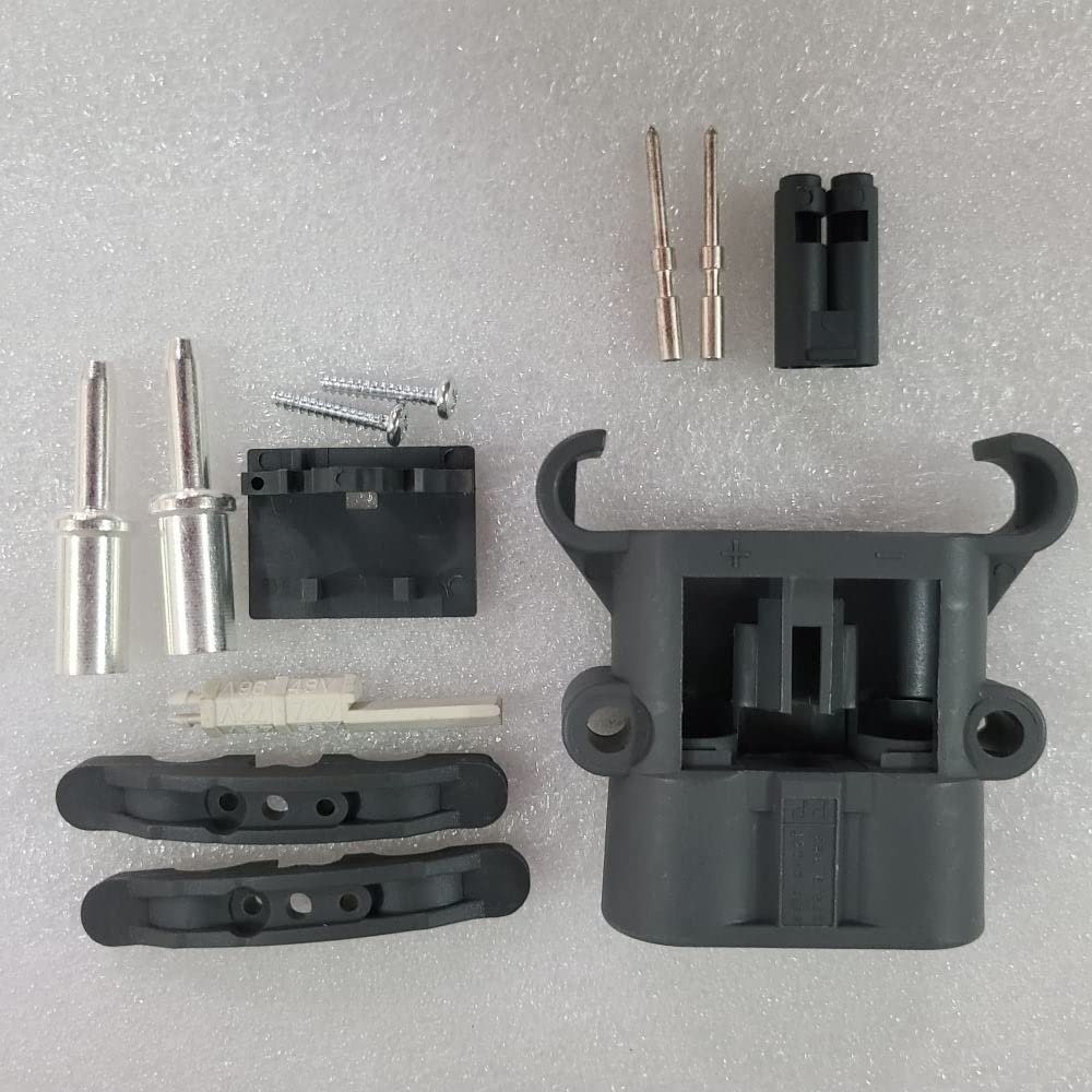 JWDAWN DIN 80A 150V Male Charger Plug Euro Socket Battery Quick Connect Connector with AUX Contacts Acid Resistant Power Connector for Electric Forklift Pallet Truck (DIN80A with 2 AUX Contacts)