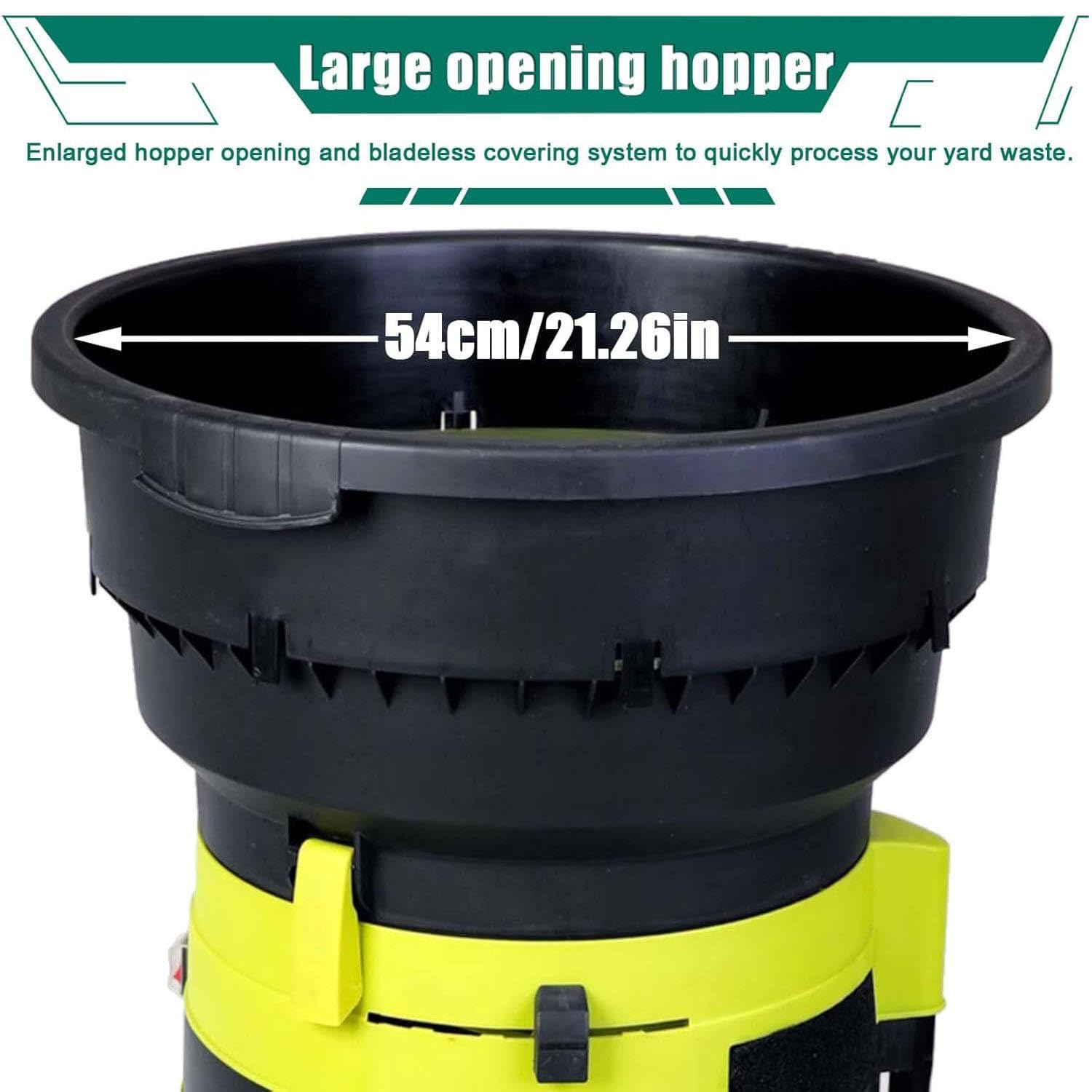 Trituradora de jardín portátil de 2500 W con ruedas, trituradora de hojas eléctrica con cable, 8000 rpm, bolsa recolectora y embudo de 54 cm de diámetro.,Powercord×30m