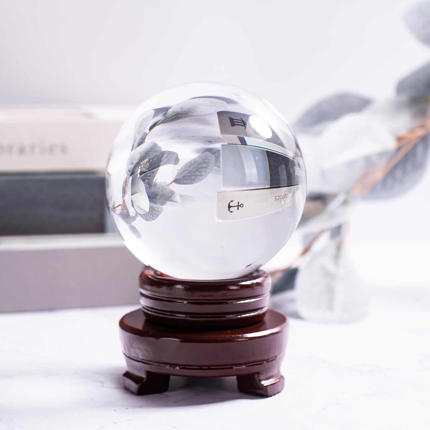 Clear Crystal Ball 100mm/3.9 Inches with Stand Ideal for Office Decor This Cool Things as a Photography Prop and Feng Shui Divination Sphere As Office Decor and Desk Decor Crafted from K9 Crystal.