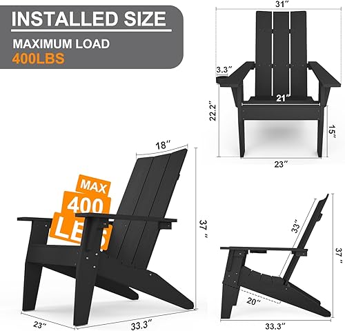 Miniatura 3 de MXIMU Silla Adirondack moderna resistente a la intemperie con portavasos, sillas de gran tamaño para hogueras Adorondic de plástico al aire libre