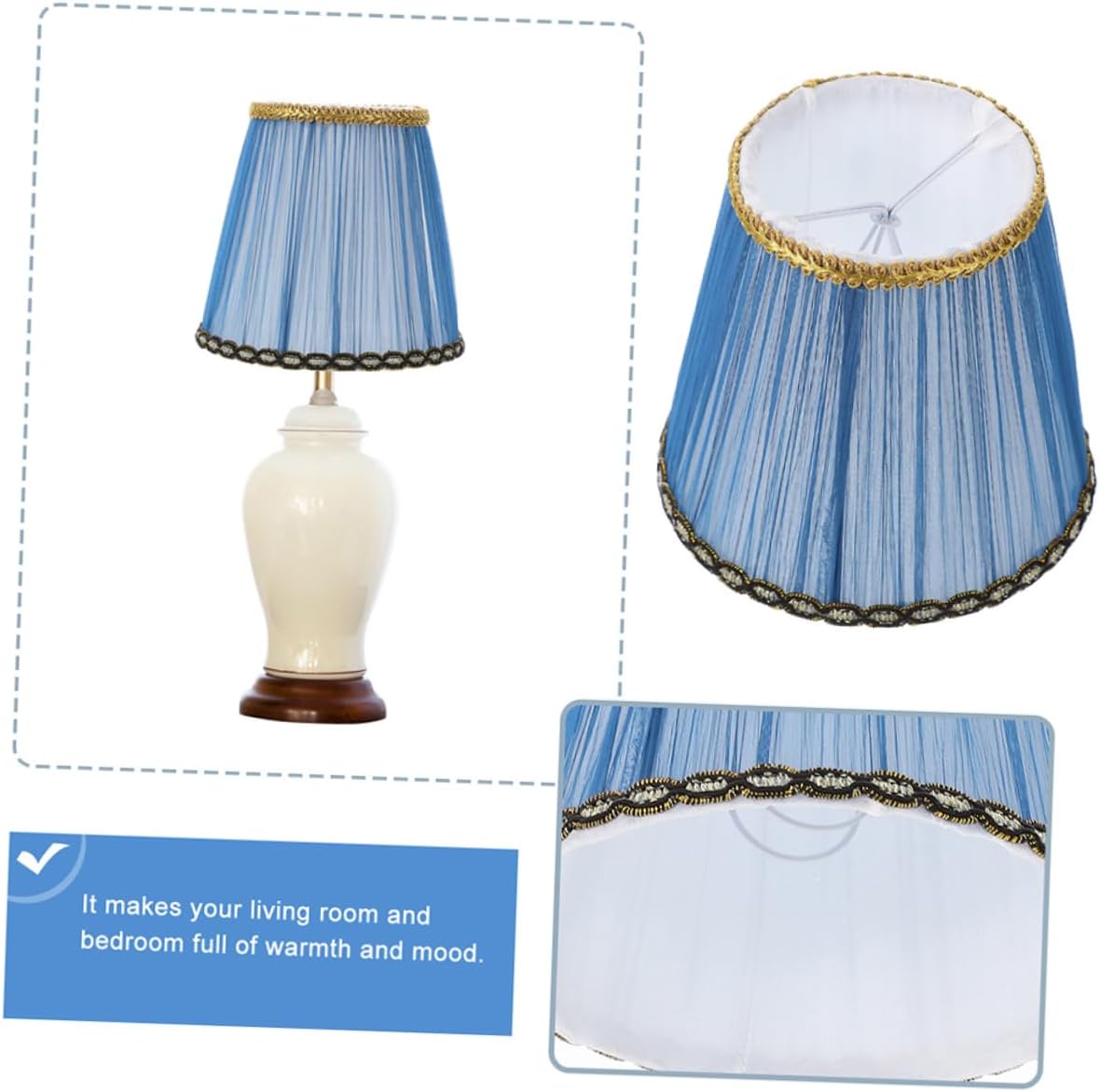 Mikikit Cloth Lampshade Set of 6 Stylish Floor and Table Lamp Covers Versatile Light Shade for Home Decor Easy to Install Suitable for Living Room and Bedroom