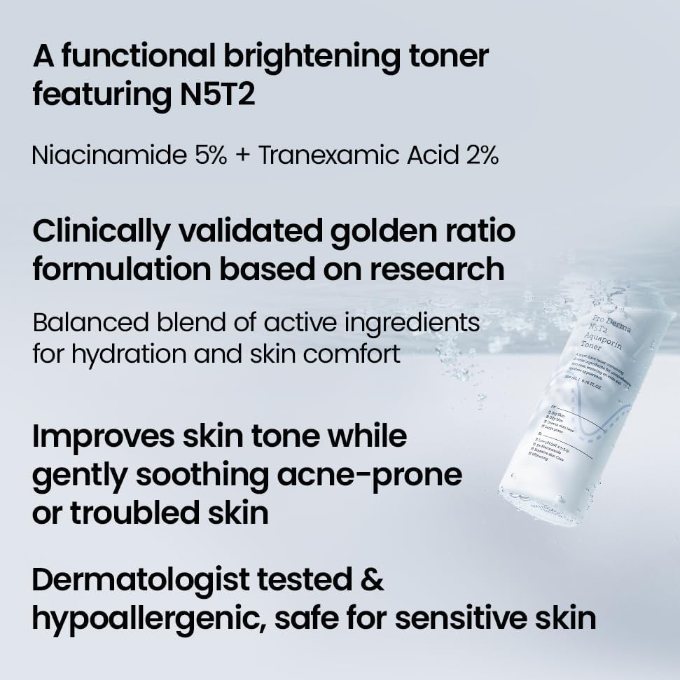 Aqua Pro Derma Toner for face, Face Cleanser, 200ml (6.76 FL.OZ), Niacinamide 5%, Tranexamic Acid 2%, Instant Hydration,Toner for Glass Skin, for All Skin Types Korean Skincare (1 Pack)