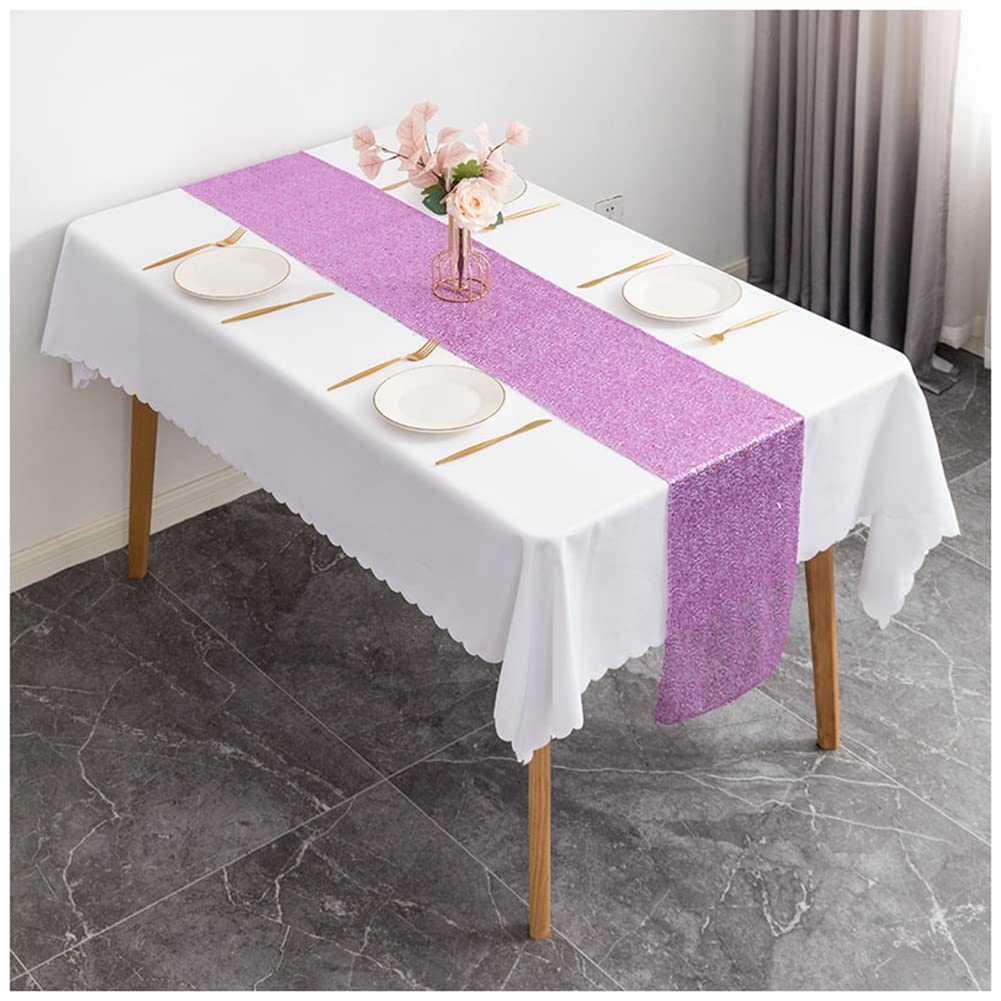 CaiiBtntgb Rouleau De Chemin De Table Métallique à Paillettes En Tulle Pour Mariage, Fête, Décoration De Table, Cadeau, Fleurs, Emballage à Faire Soi- Même, Violet Clair