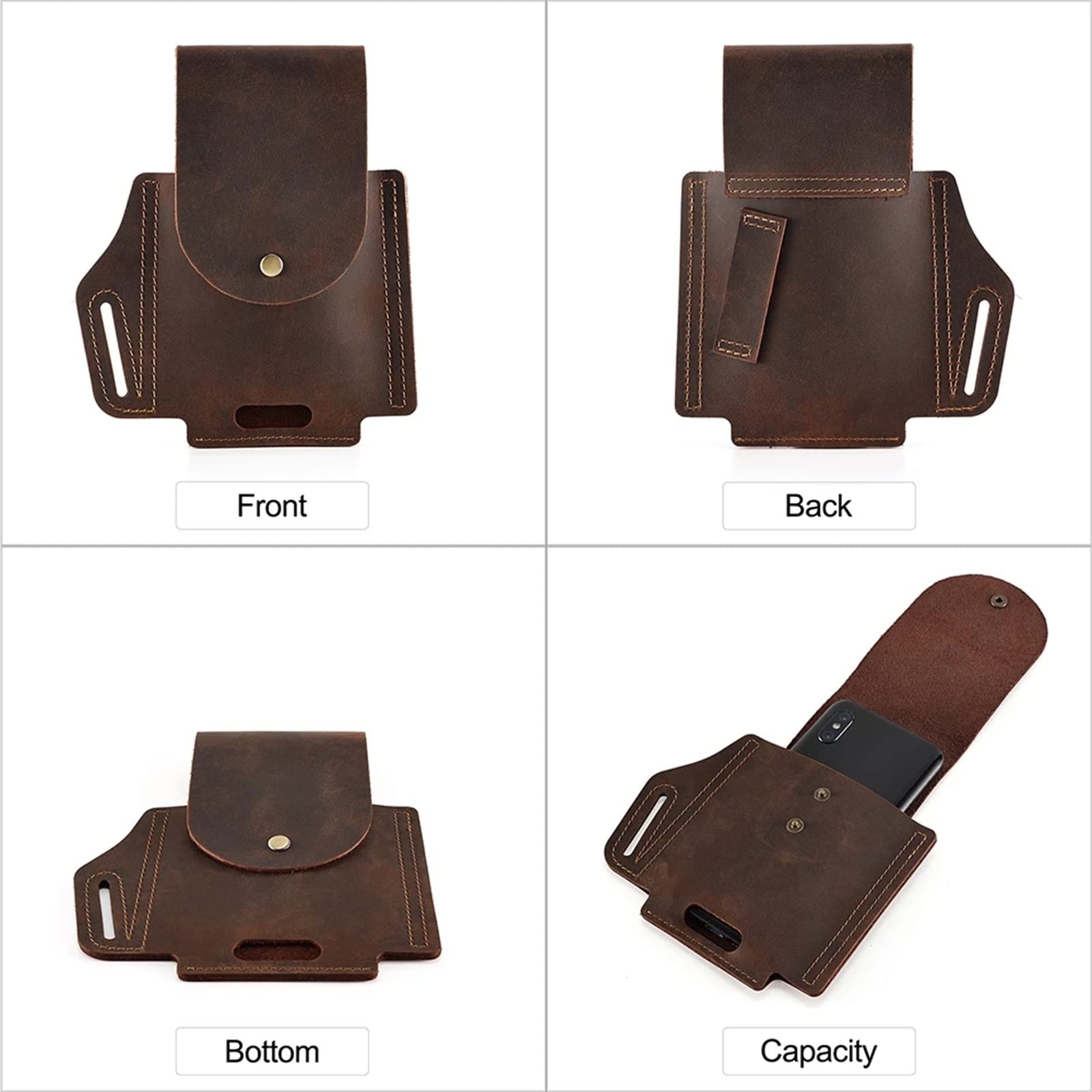 Marsupio per Cellulare Borsa in pelle vintage in maschile cintura for cellulare per L'uso Quotidiano(Schwarz)