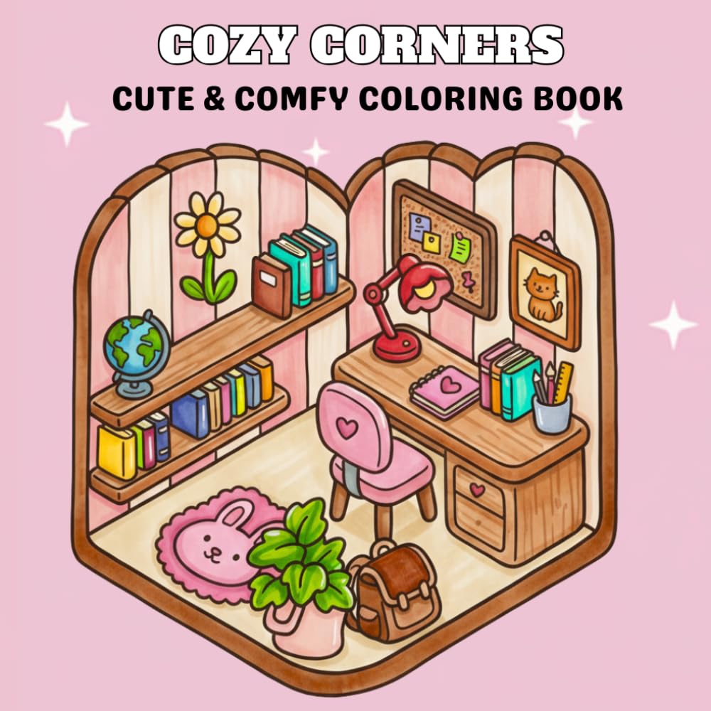 Cozy Corners Coloring Book: Warm & Cozy Spaces for Adults: Coloring Book cute & Comfy Spaces for Adults (Cozy Spaces Coloring)