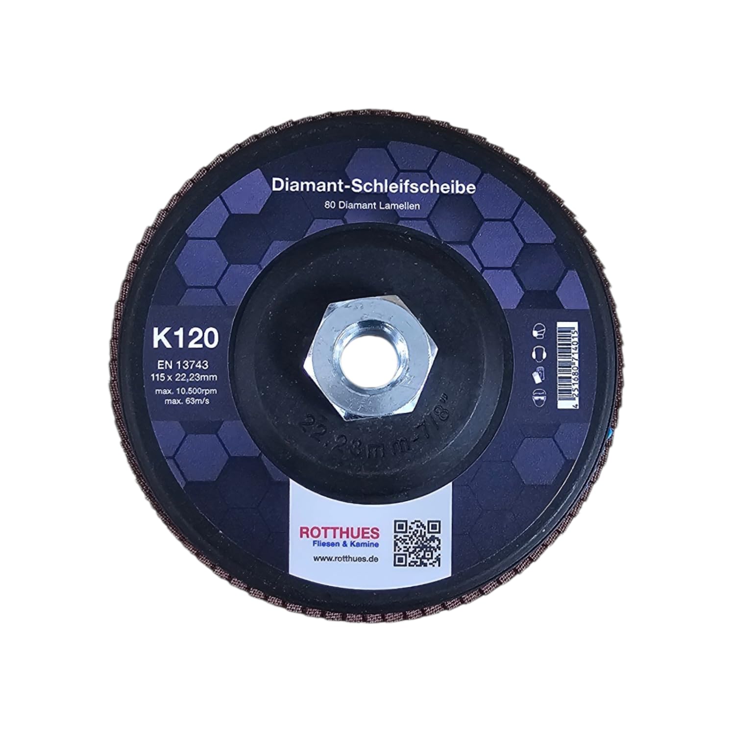 Disque abrasif diamanté K120 - Disque à lamelles (80 lamelles diamantées) - Pour carrelage, céramique, pierre naturelle, grès cérame, béton
