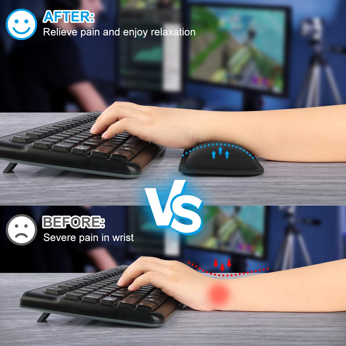 ZIBLY Set di poggiapolsi per tastiera e mouse – antiscivolo e ergonomico, cuscino di supporto per il