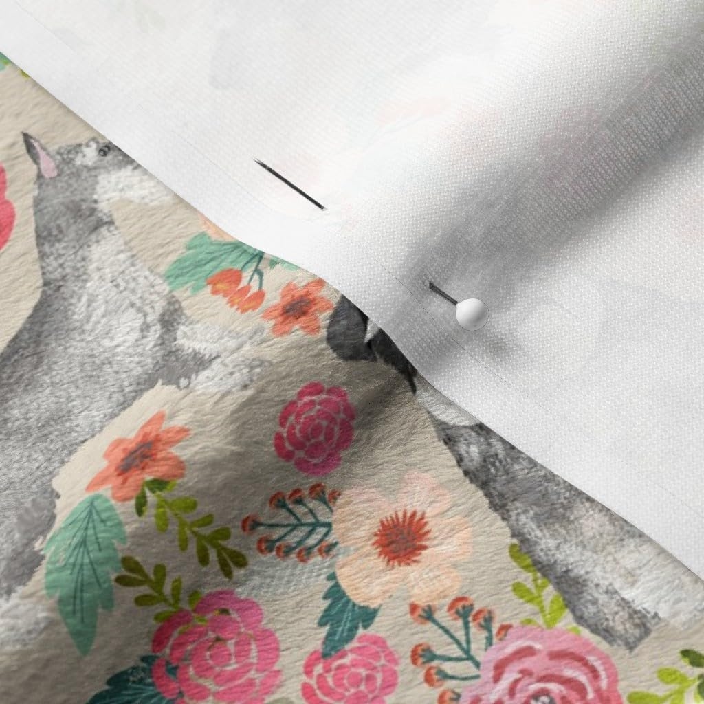 Spoonflower Fabric - Schnauzer Floral Dogs Cute Vintage Florals Schnauzers Neutral Pet Printed on Minky Fabric by The Yard - Sewing Baby Blankets Quilt Backing Plush