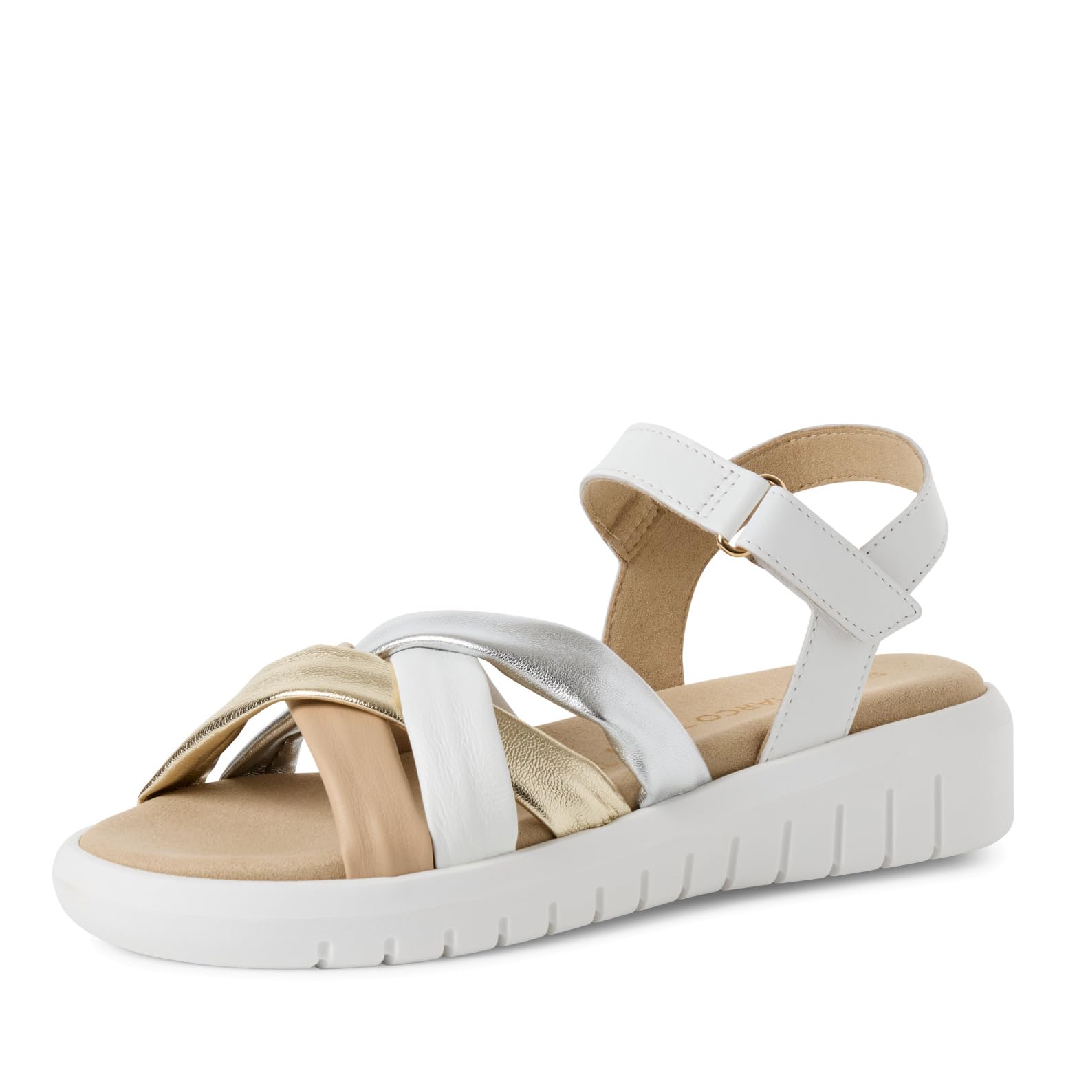 MARCO TOZZI Damen Sandalen flach aus Leder Bequem